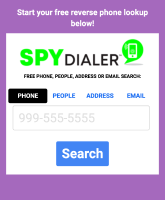 Screen capture of Chrome internet browser SpyDialer search field 